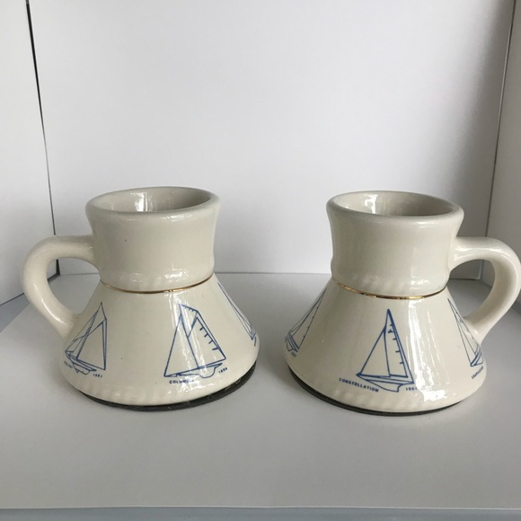 No spill no slip nautical sailboat coffee mugs - Picture 1 of 5
